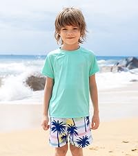 Boys Rash Guard Swim Shirt Short Sleeve UPF 50+ for Toddler Kids Teens Swimwear Rashguard Quick Dry