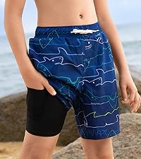  Boys Swim Trunks Toddler Kids Board Shorts with Compression Liner Quick Dry Little Boy Swimsui