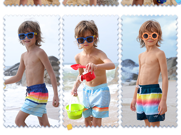 Boys Swim Trunks Toddler Kids Board Shorts with Compression Liner Quick Dry Little Boy Swimsuit