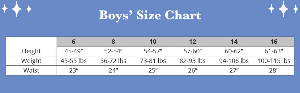 Boys Size Chart