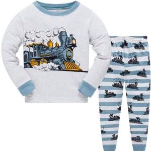 Boys Pajamas Fire Truck 100% Cotton Sleepwear Toddler Kids 2 Piece Long Sleeve Pjs