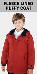 Boys fleece lined puffy coat