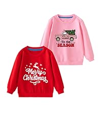 Kids Christmas Shirts 2 Pieces Ugly Christmas Tshirts Pink Truck Pullover Cotton Tops