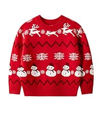 Boys Girls Christmas Sweater Bear Xmas Outfit Red Long Sleeve Knit Pullover Winter Clothes