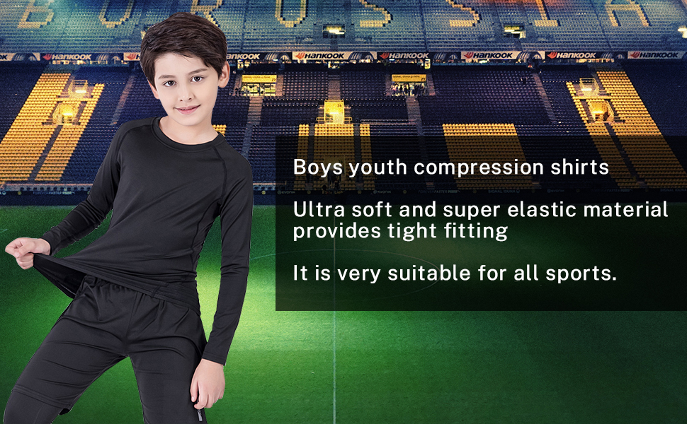 Boys youth compression shirts 1/2/3/4 pack