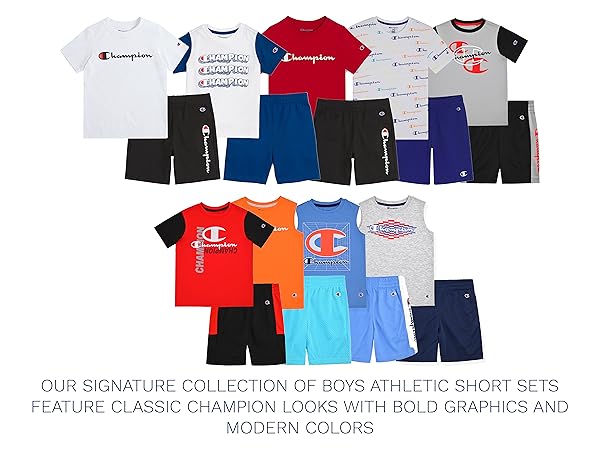 champion boys short sets in a wide variety of colors for kids