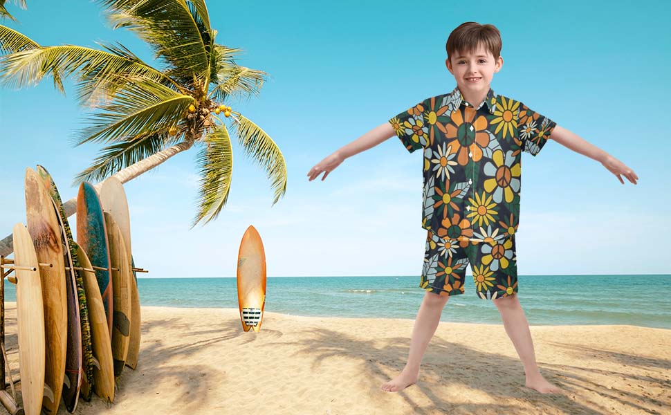   Little & Big Boy''s Button Down Hawaiian Shirts and Shorts Set