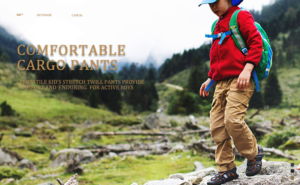 Boys'' cargo jogging pants for year-round comfort for kids, made from soft stretch fabric.