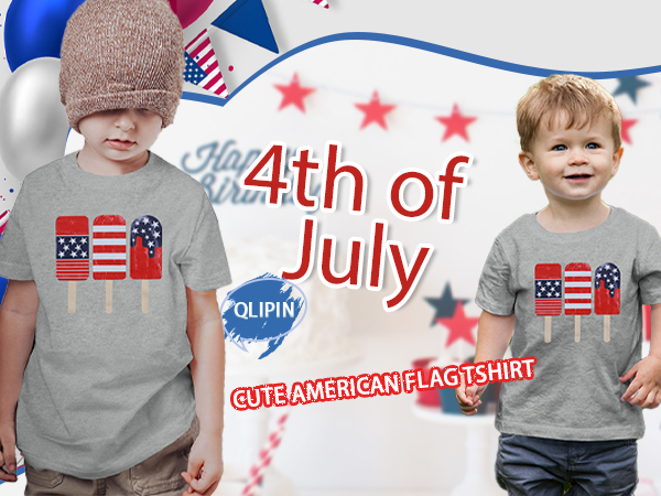 Toddler Baby Boy 4th of July Patriotic Tshirt American Flag Independence Day Tee