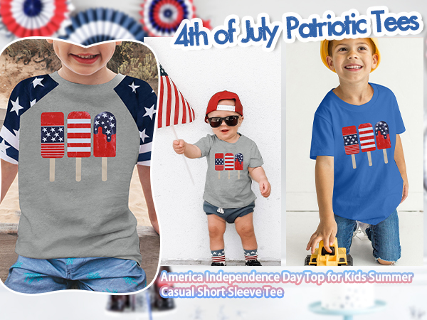 Toddler Baby Boy 4th of July Patriotic Tshirt American Flag Independence Day Tee