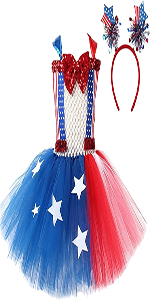 Girls Independent Day American Flag Tulle Dress