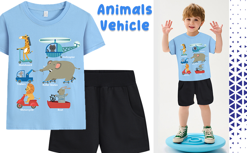 vehicle boy short set,animal boy short set