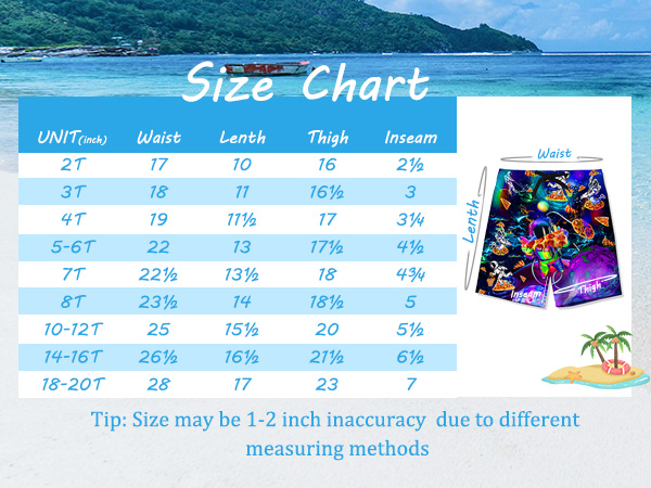 size chart 小