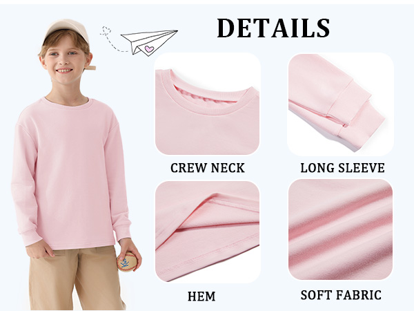 Boys Shirts Crewneck Long Sleeve Tees Boys T Shirts Cotton Boys Tops Tshirts Fall Trendy T-Shirts 