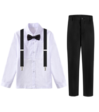 boys suit slim fit formal dresswear suits for kids toddler boys dress pants and suspenders set