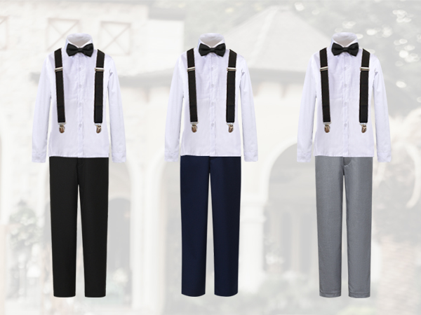 toddler dress suits baby boys clothes sets bowtie shirts suspenders