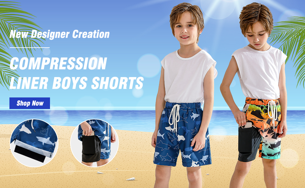 boys sharks swim trunks