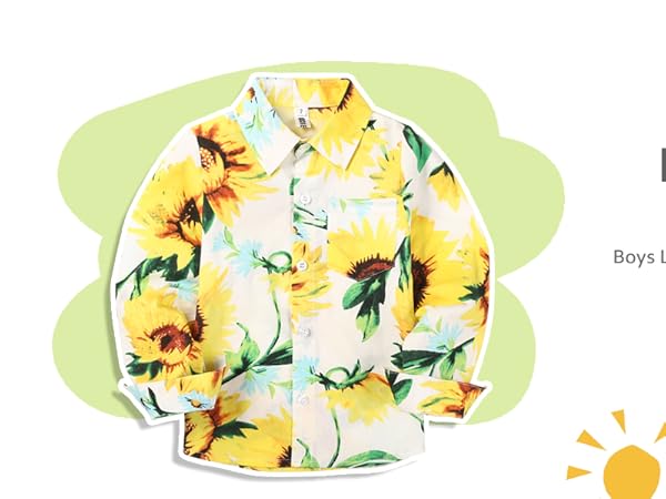 boys hawaiian shirt long sleeve button down tops