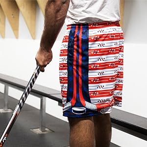 red white blue hockey shorts 