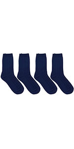 Jefferies Socks Boys Bamboo School Uniform Ribbed Crew Socks 4 Pair Pack