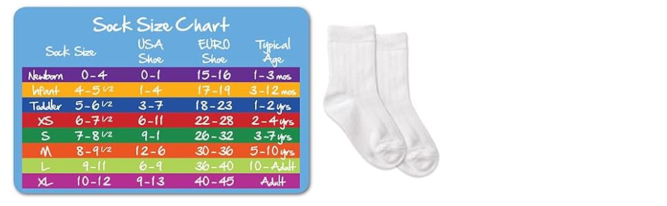 Jefferies socks, boys, toddler, cotton, crew, rib, dress, everyday, socks, size guide