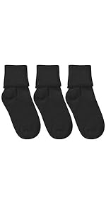 Jefferies Socks Unisex Seamless Cotton Turn Cuff Socks 3 Pack