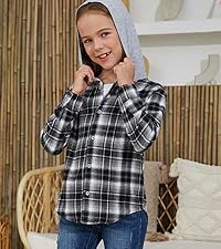 girls plaid hoodie shirt