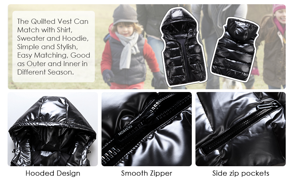 puffer vest girls with hood