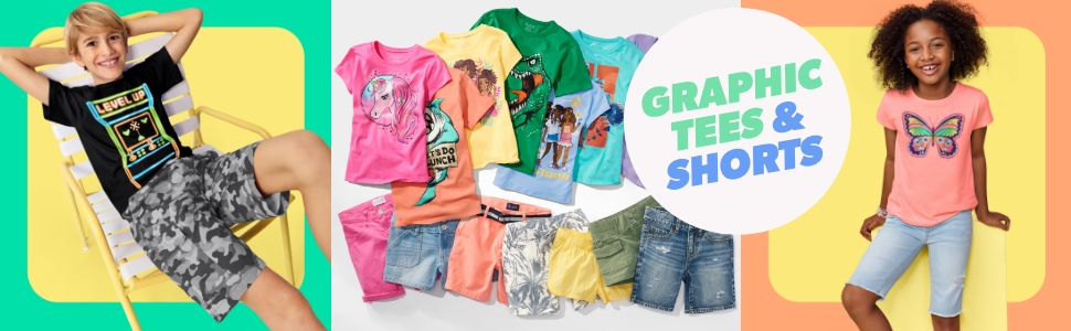 the children''s place graphic tees and shorts