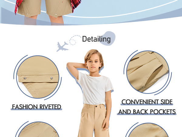 Kids Boys Riveted Fashion School Uniform Shorts 4-14 Years