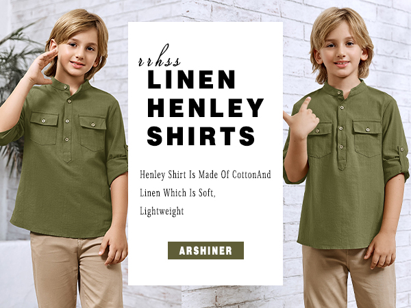 Boys Linen Henley Shirt