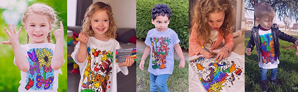 Splat planet color in t-shirt butterflies, zoo, unicorn t-shirt and dinosaur coloring