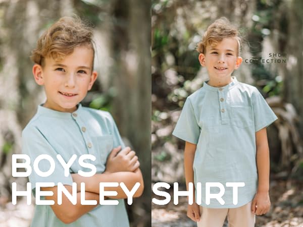 Boys Linen Henley Shirt