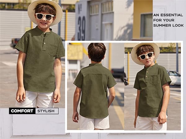 Boys linen henley shirt i