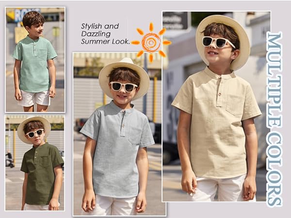 Boys linen henley shirt i