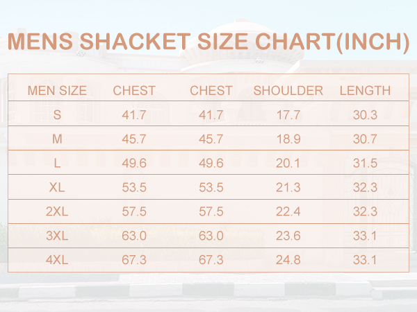 mens shacket size