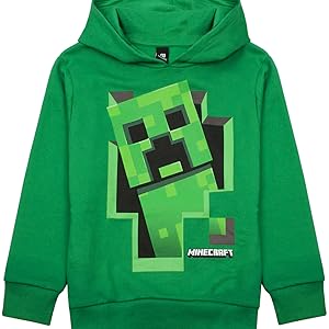 Minecraft Creeper inside green hoodie front view