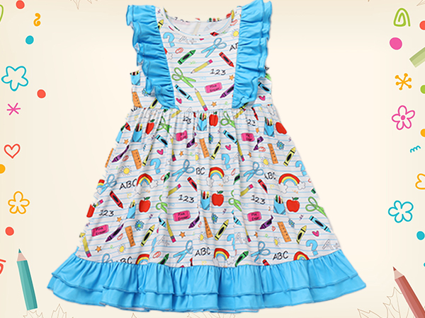 Back to School Dress for Girls Toddler Baby Print Casual Party Dress First Day of School Outfits