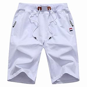 Boy''s Casual Shorts Summer Cotton Classic Fit Elastic Waist Shorts with Zipper Pockets