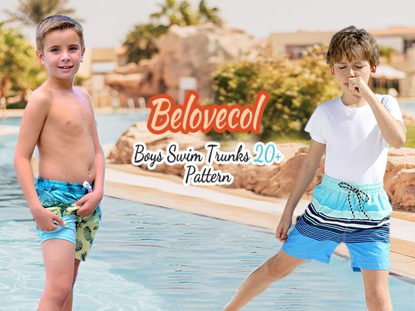 boys multi pattern swim trunks with compression liner