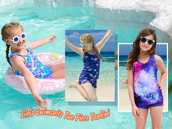 girls swimsuits mermaid tankini set galaxy bathing suits