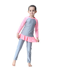 Girls Muslim Swimwear Modest Full Cover Islamic Hijab Burkini Rashguard Top Pants Cap Costume