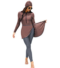 Women Modest Burkini Swimsuits Muslim Swimwear Full Body Islamic Swim Tops Pants Hijab Rash Guard