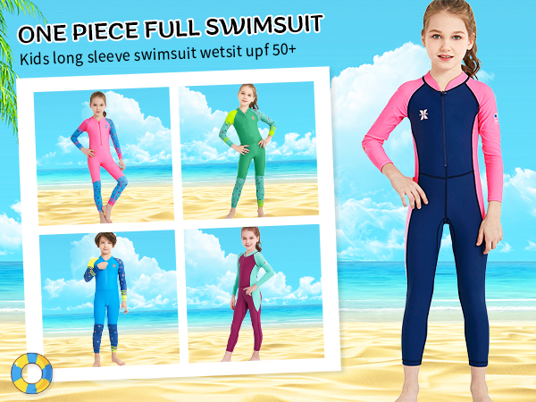 Kids Girls and Boys Swimsuit One Piece Rash Guard Water Sports Sunsuit Swimwear 