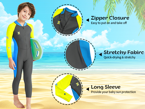 Full Body Kids Swimsuit One Piece Rash Guard Long Sleeve Wetsuit Skin for Girls Boys