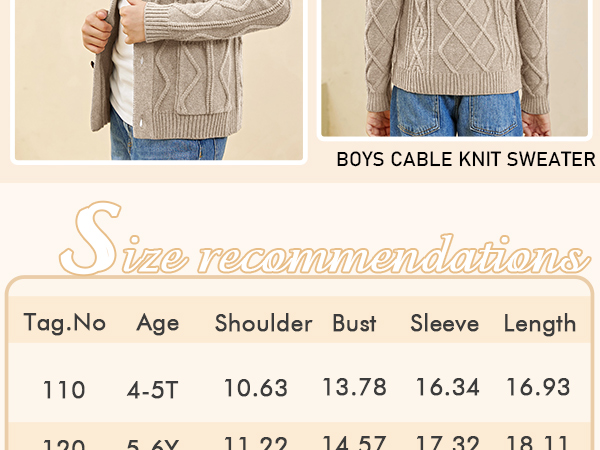 Boy''s Sweater Cardigan Button Down Shawl Collar Cable Knitted Outwear Long Sleeve Sweater Coats