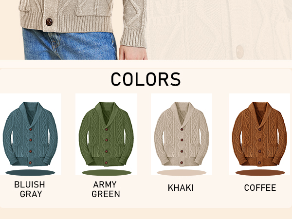 Boy''s Sweater Cardigan Button Down Shawl Collar Cable Knitted Outwear Long Sleeve Sweater Coats