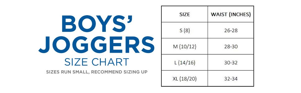 boy''s jogger size chart