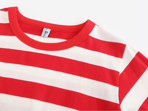 red and white striped shirt crew neck