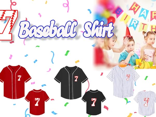 boys 7 years birthday shirt baseball jersey white blue black striped botton down shirt sport clothes